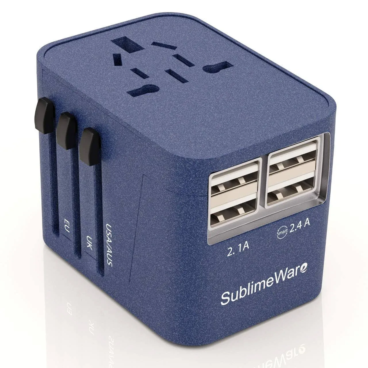 Power Plug Adapter (SandBlue)- International Travel - w/4 USB Ports