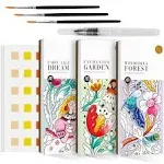 ROOcHKD Watercolor Painting Coloring Books Arts Crafts Kit Pocket Watercolor Paint Bookmarks Mess Free Paint with Water Set Travel