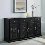 Walker Edison Modern Wood Glass-Buffet-Sideboard Living Entryway Serving Storage Cabinet Doors-Dining Room Console, 60 Inch, Black (AZU60LANFWBL)Walker Edison Modern Wood Glass-Buffet-Sideboard Livin…