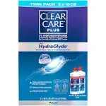 Clear Care Plus with Hydraglyde Cleaning & Disinfecting Solution Twin Pack with 2 Lens Cases Included 16 oz