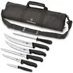 Victorinox Swiss Army Cutlery Fibrox Pro Knife Set, Knife Roll, 7-Piece