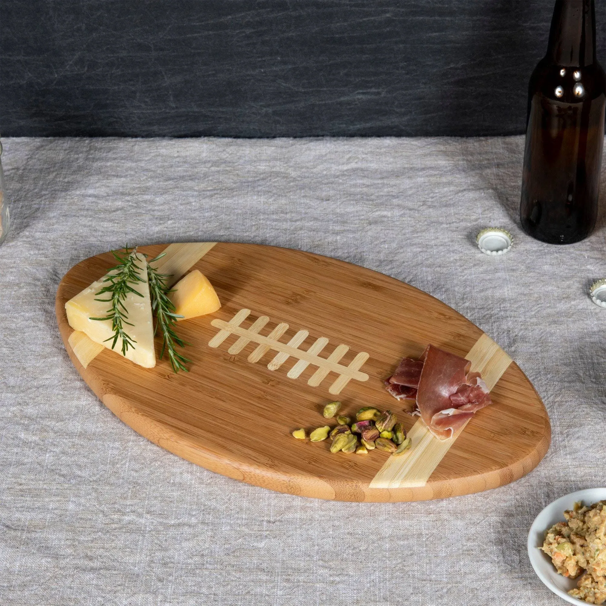 TOSCANA - a Picnic Time brand Touchdown Football Cheese Board, Novelty Charcuterie Board, Serving Platter, Cheese Boards Charcuterie Boards, Wood Cutting Board, (Bamboo)