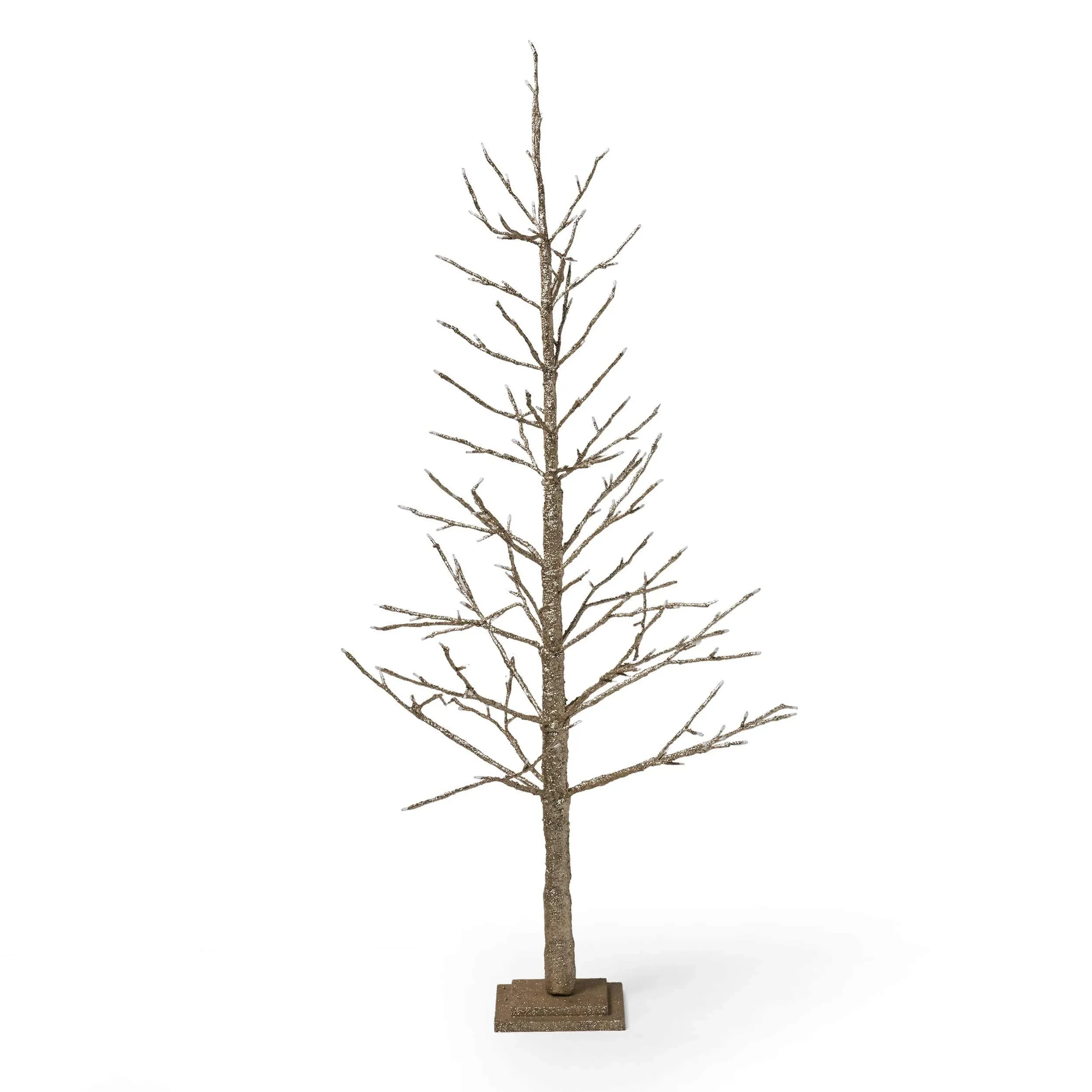 Maryland 5-Foot Pre-Lit 186 Warm White LED Artificial Christmas Twig Tree by Christopher Knight Home - Champagne Glitter