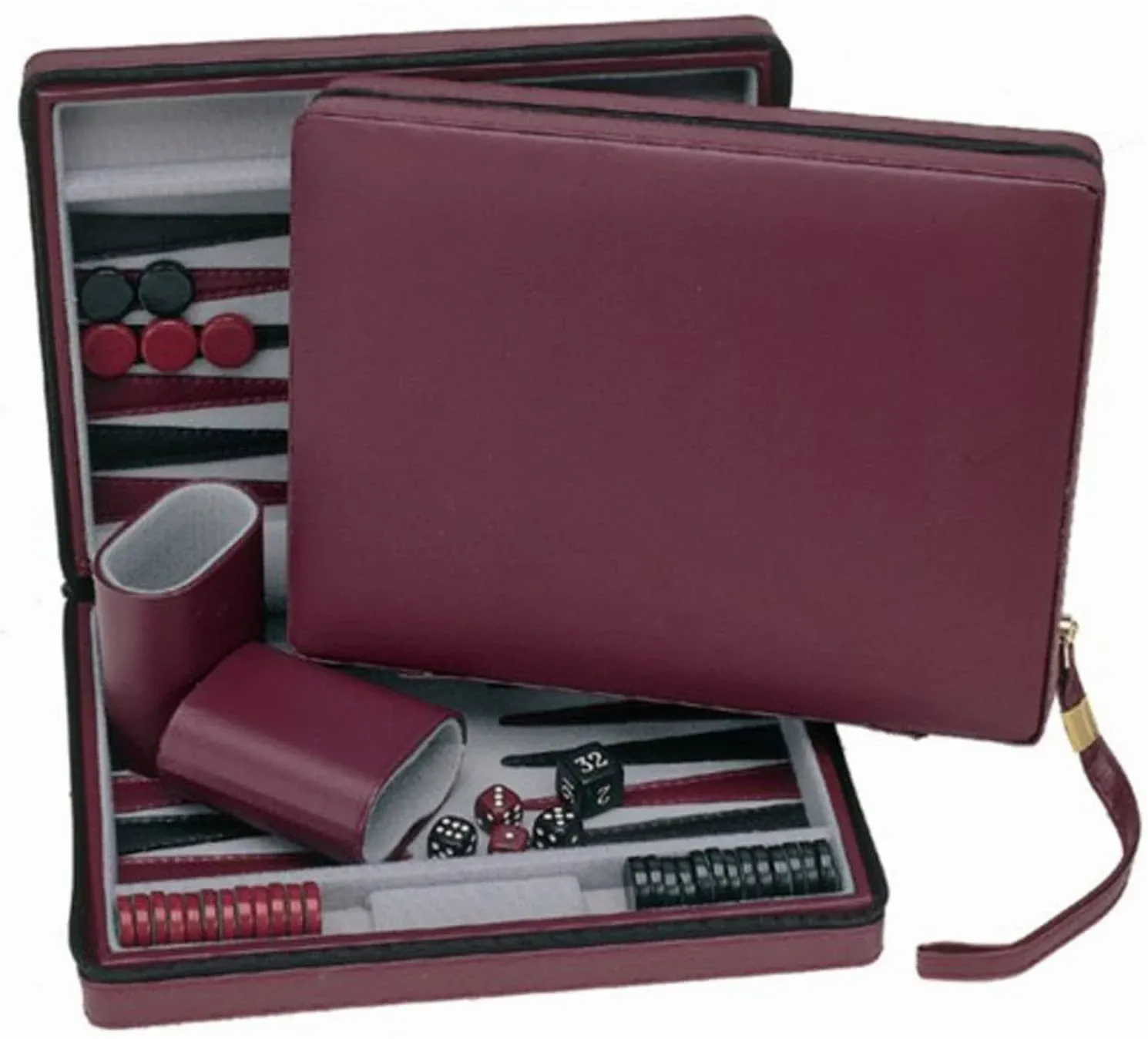 WE Games Magnetic Backgammon Set, Leatherette Case, Carrying Strap - Travel Size