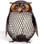 Tooarts Owl Shaped Metal Coin Box