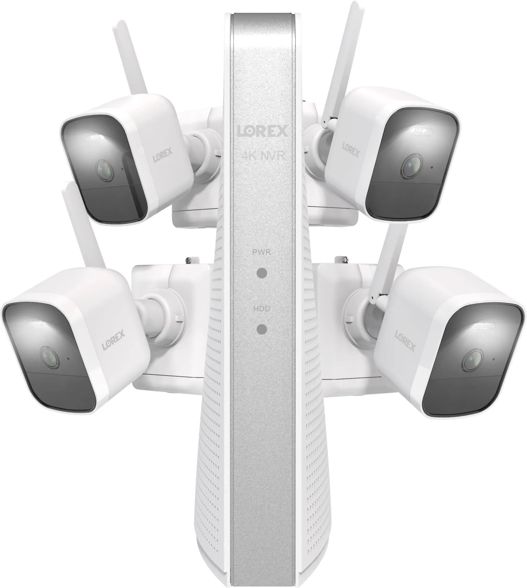 Lorex 4K NVR System with Four 4 Battery Operated Cameras White