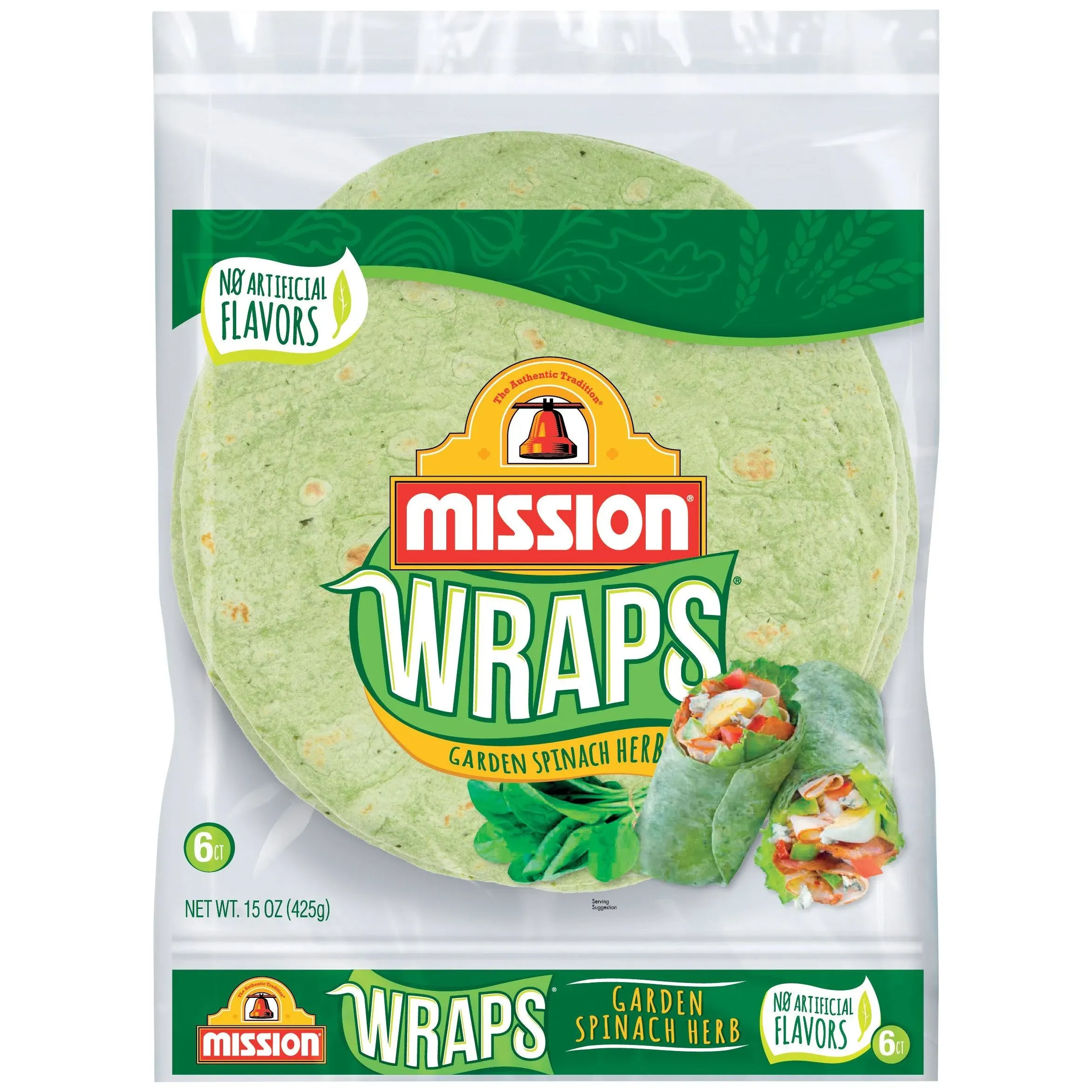 Mission Spinach Herb Wraps (15 oz, 6 ct)