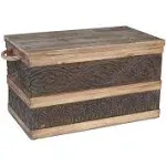 Small Metal Banded Wooden Storage Trunk Household Essentials