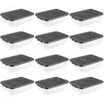 Sterilite 40 qt Clear Plastic Storage Bin Totes w/ Latching Lid, Gray (12 Pack)