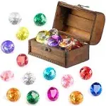 Pubgamer Diving Gem Pool Toy 15 Big Colorful Diamond Set with Big Treasure Chest Pirate Box Underwater Gem Diving Dive Throw Toy Set Swimming