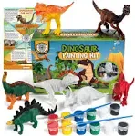 STEM.org Dinosaur Painting Kit for Kids with Dino Trivia-Dinosaur Crafts for Kids Ages 3-5 + w/ 2T-Rex Dinosaur Set - Screen Free, Educational Dinosaur Gifts for Boys, Dino Art Projects for Kids 4-6