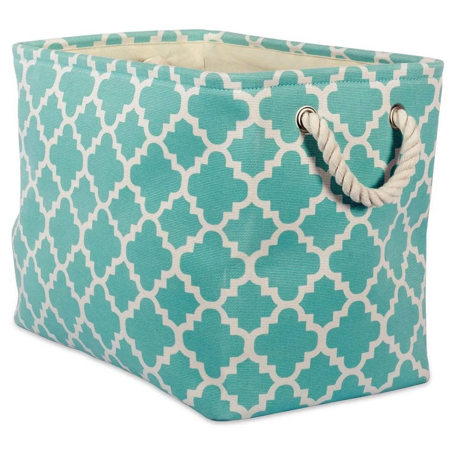 DII Polyester Container with Handles, Lattice Storage Bin, Medium, Aqua