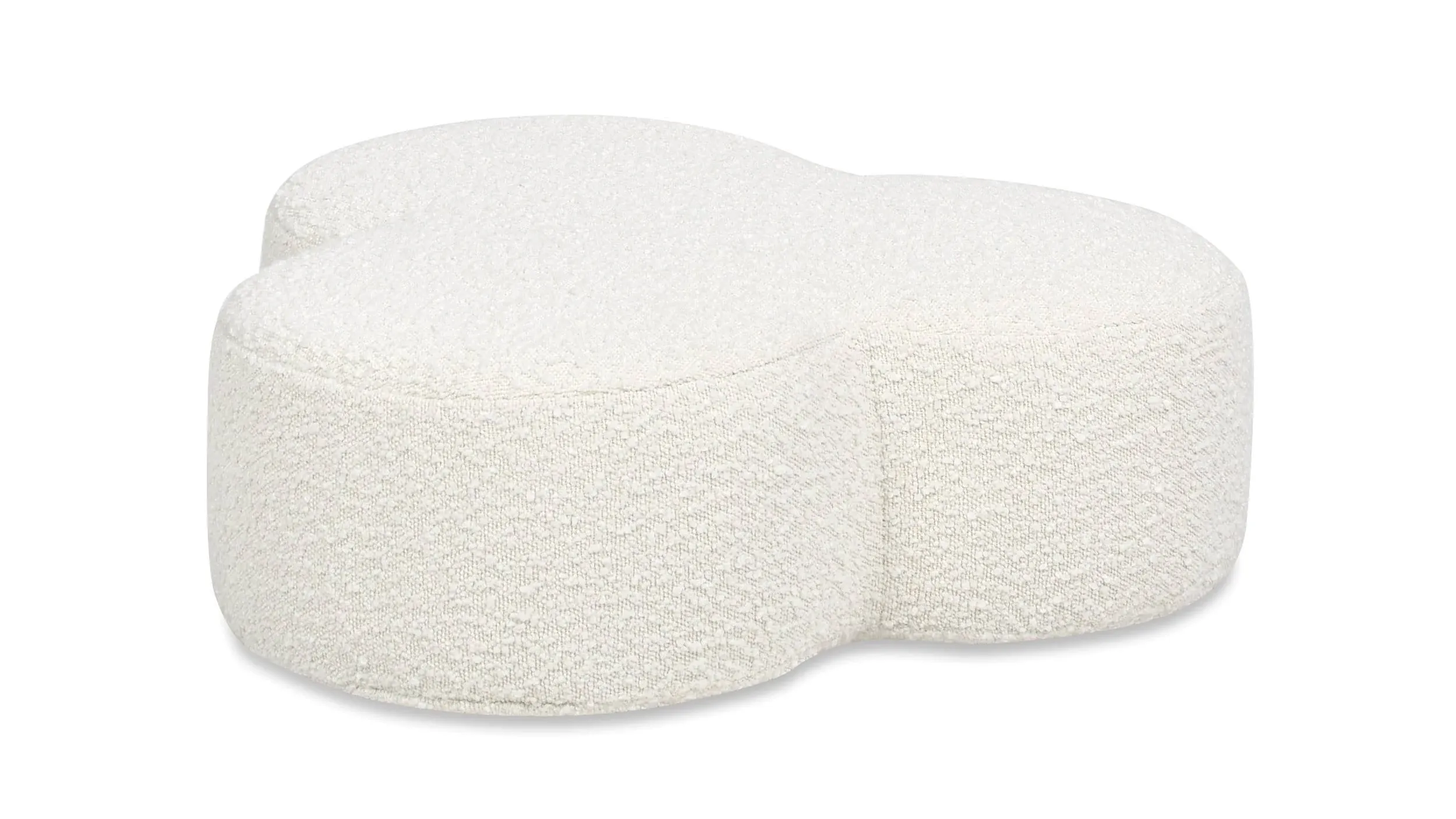 Clover 26.5" Floor Cushion Footrest Ottoman Ivory White Boucle