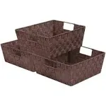 Sorbus Set of 3 Large Storage Baskets for Organizing, Mesh Hand-Woven Design, Linen Closet Organizers and Storage, Organizer Storage Baskets for Shelves, Organizers and Storage (Gray)