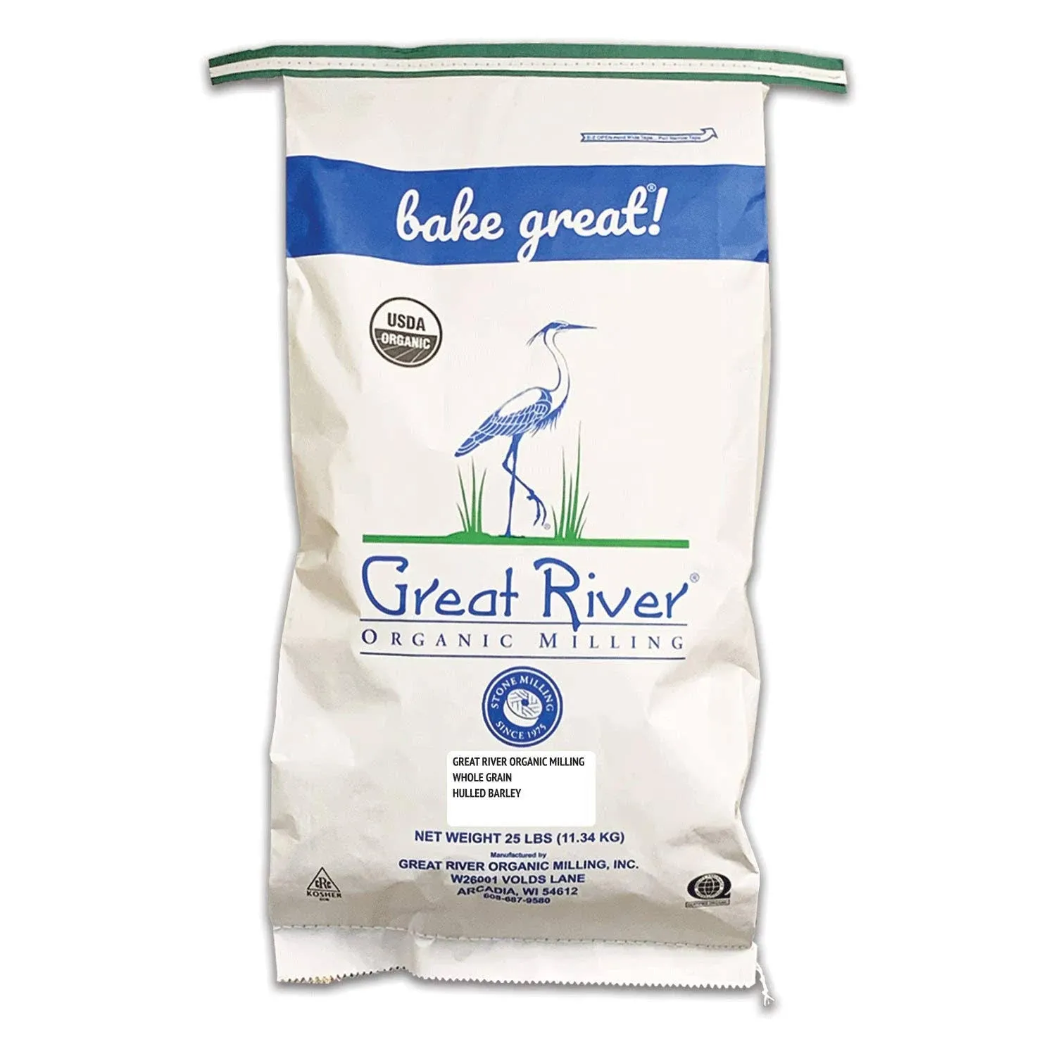 Great River Organic Milling, Whole Grain, Whole Hulled Barley, Organic, 25-Pounds (Pack of 1)