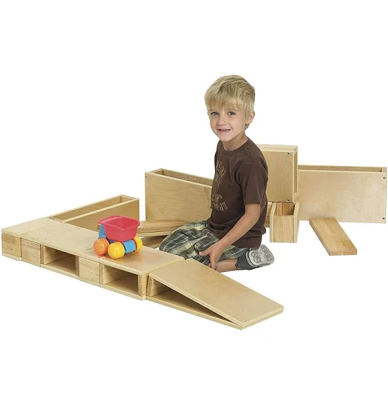 ECR4Kids Hollow Block Set, Wooden Toys, Natural, 18-Piece