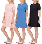 Real Essentials 3-Pack: Womens Soft Lounge Swing Casual T-Shirt Dress (Available in Plus Size)