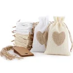 30 Pieces Heart Burlap Bags with Tags and Ropes,4 x 6 Inch 4x6 Inch (Pack of 1)