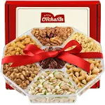 Christmas Nuts Gift Basket for Holiday Season, Premium Mixed Nut Assortment Gift Gourmet Snack Food Present Box, Vegan, Organic and Kosher - Christmas Gift Basket for Family (7 Sectional)