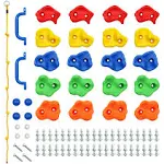 20pc Rock Wall Holds, 2pc Handles &amp; 1pc 8ft Knotted Climbing Rope - Kids Rock 