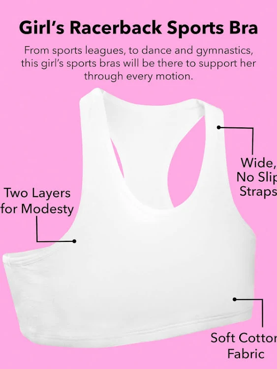 Fruit of the Loom Girls' Built-Up Stretch Sports Bra