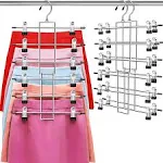 adamsbargainshop.com 6 Tiers Skirt Hangers with 360° Swivel Hook