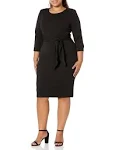 Adrianna Papell Women's Bow Sheath Dress with Three Quarter Sleeves