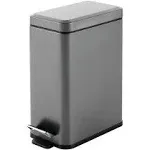 mDesign Slim Metal 2.6 Gallon Step Trash Can, Lid/Liner Bucket, Graphite Gray