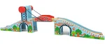 Z MAYABBO Wooden Train Set Accessories Wood Railway Bridge for Railroad Tracks 2 ...