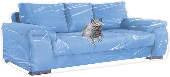 Plastic Couch Cover for Furniture Clear Thicker Plastic Sofa Cover Moving Anti-scratch Couch Protector for Cats Vinyl Slipcover Heavy Duty Waterproof Couch Covers