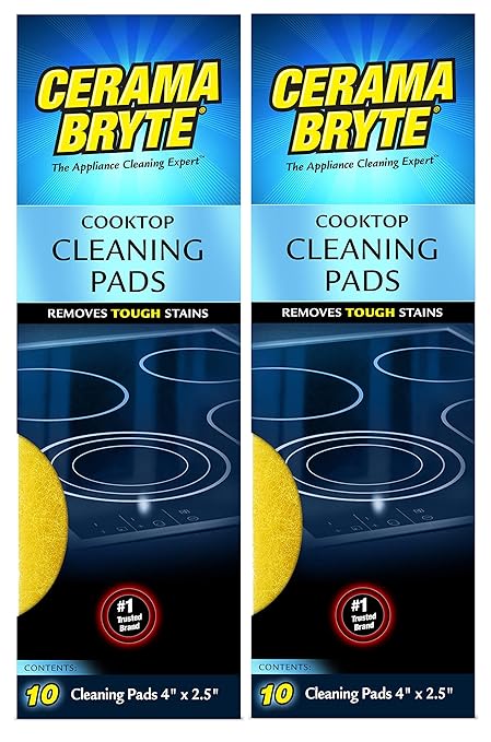 (2 Pack) Cerama Bryte Ceramic Cooktop Cleaning Pads, Total 20 Pads