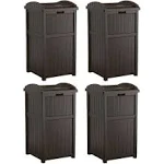 Suncast Trash Hideaway Outdoor Patio 33 Gal Garbage Waste Trash Can Bin (4 Pack)