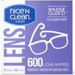 Nice 'N Clean SmudgeGuard Lens Cleaning Wipes (600 Total Wipes) | Pre-Moistened Individually Wrapped Wipes | Non-Scratching & Non-Streaking | Safe