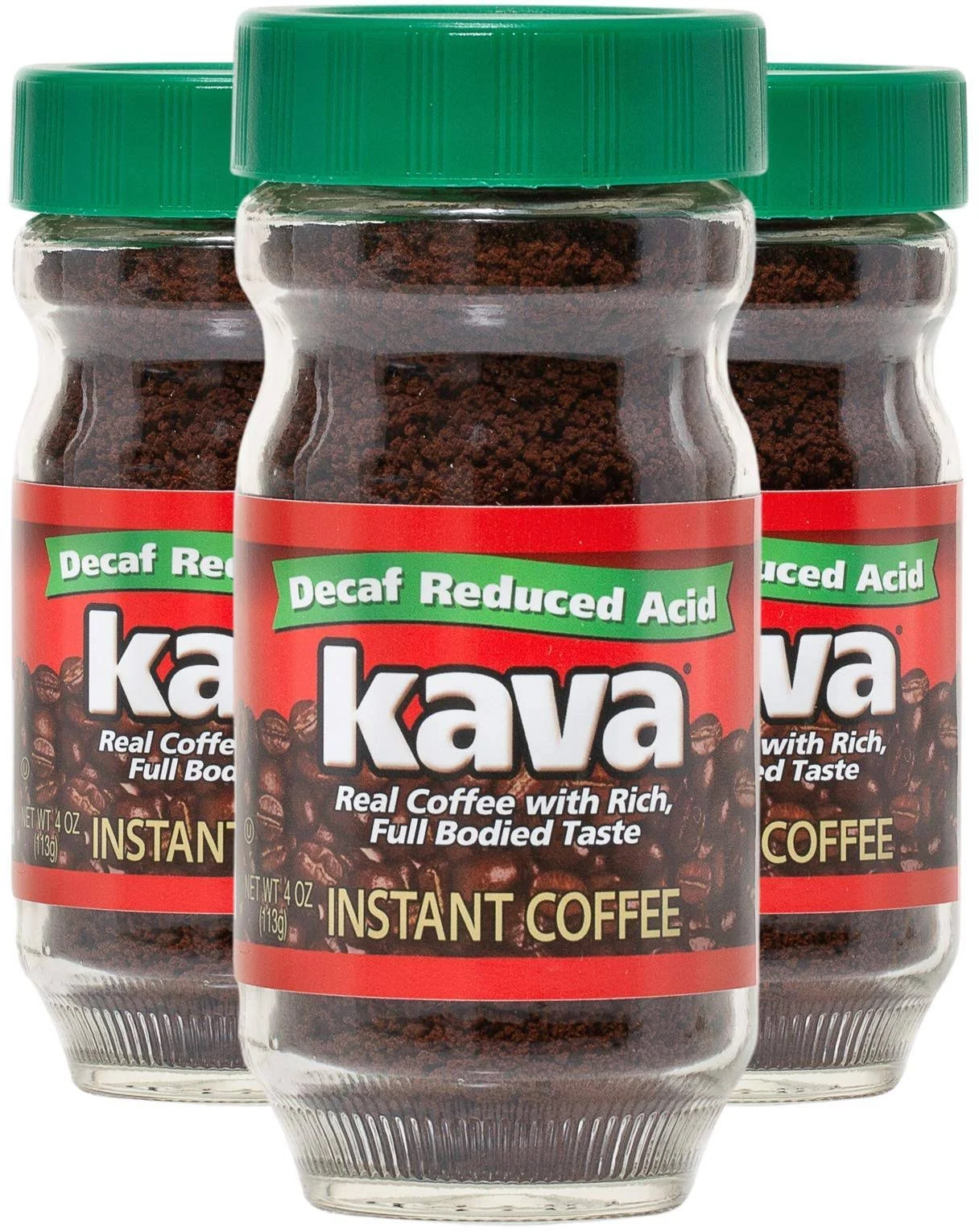 Kava Decaf Acid Reduced Instant Coffee, 4 Ounce Jar (Pack of 12)