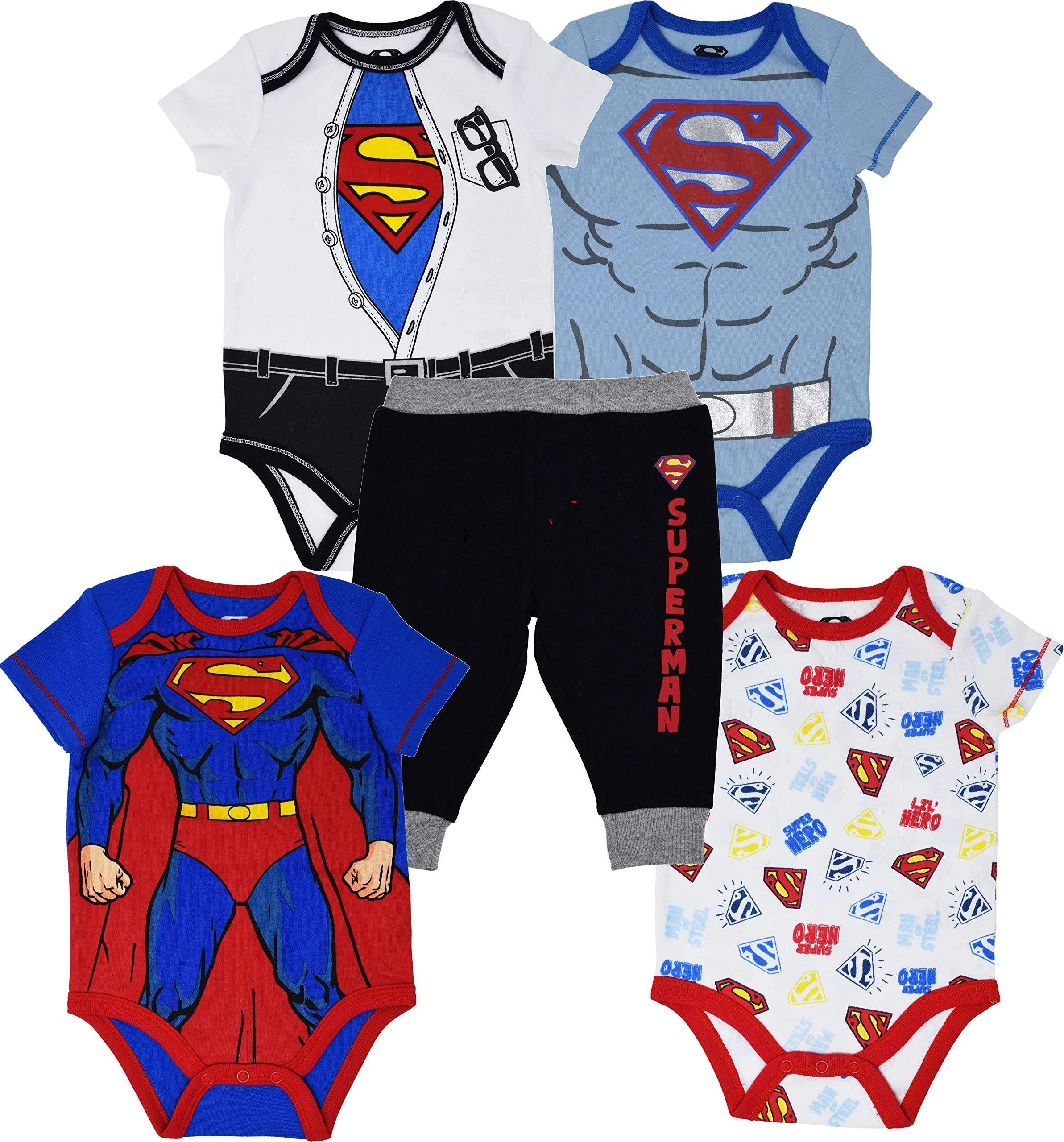 DC Comics Justice League Superman Baby Boys Bodysuits Jogger Pants 12 Months