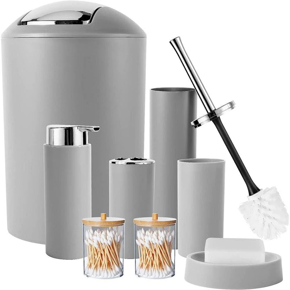 Dyiom 8-Pieces Grey Bathroom Accessories Set Grey