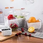 Luxear Fresh Food Storage Containers, 3 Pack Fridge Storage Container 4.5 L+1.7 L+0.48 L Keep Fresh Produce Saver BPA Free with Vents, Vegetable Containers