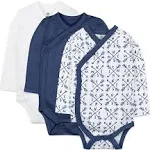 HonestBaby Baby Long Sleeve Side-Snap Organic Cotton Kimono Bodysuits (3 Pack)