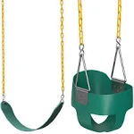 Jungle Gym Kingdom Toddler Swing - Heavy Duty, High Back, Full Bucket Baby Sw...