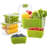 LUXEAR Fresh Container, 3Pack Produce Saver Container BPA Free Vegetable Storage Containers Fruit and Salad Partitioned Food