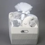 Lambs &amp; Ivy Gray 5-Piece Baby Gift Basket for Baby Shower/Newborn Welcome Home