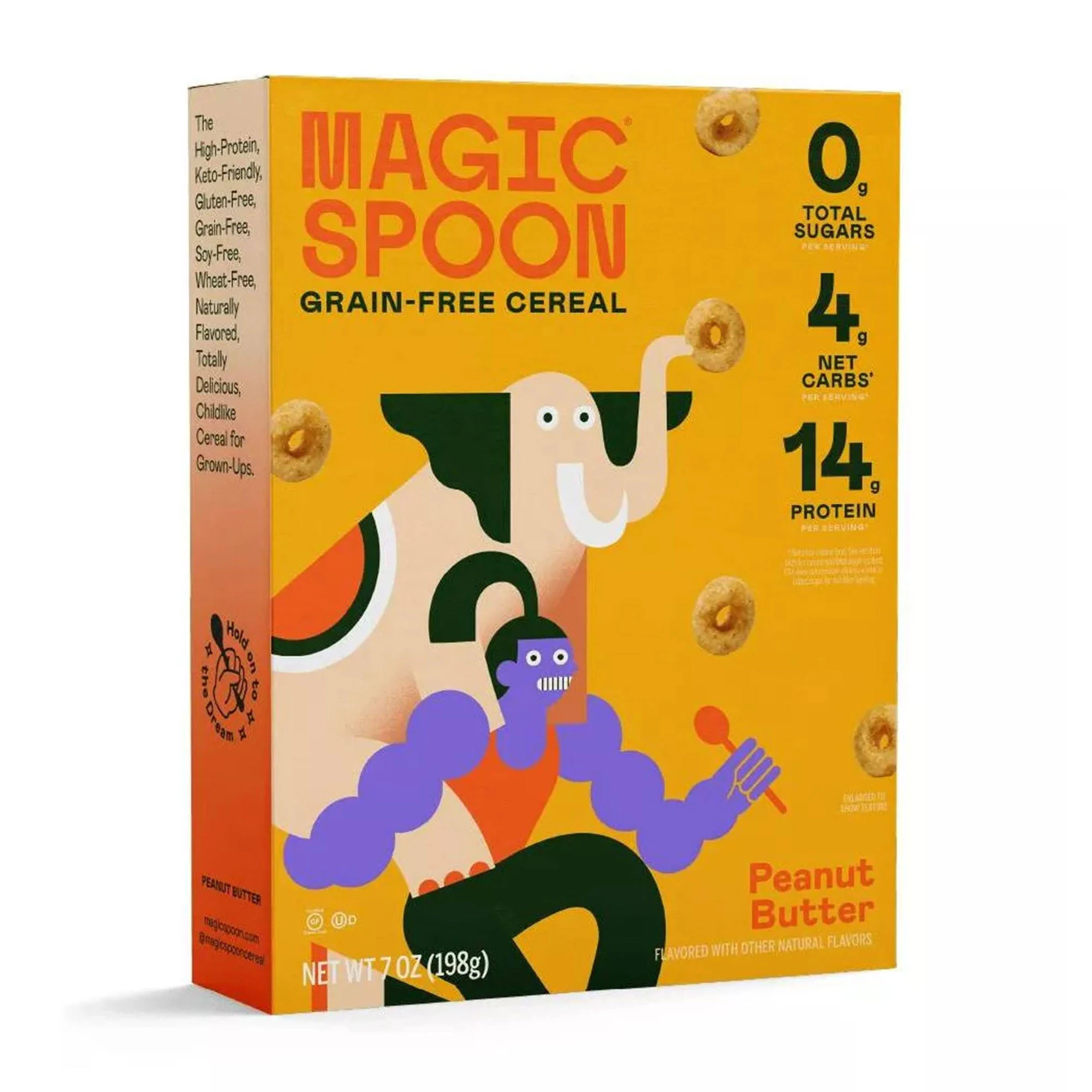 Magic Spoon Cereal, Peanut Butter 4-Pack of Cereal - Keto & Low Carb Lifestyles I Gluten & Grain Free I High Protein I 0g Sugar