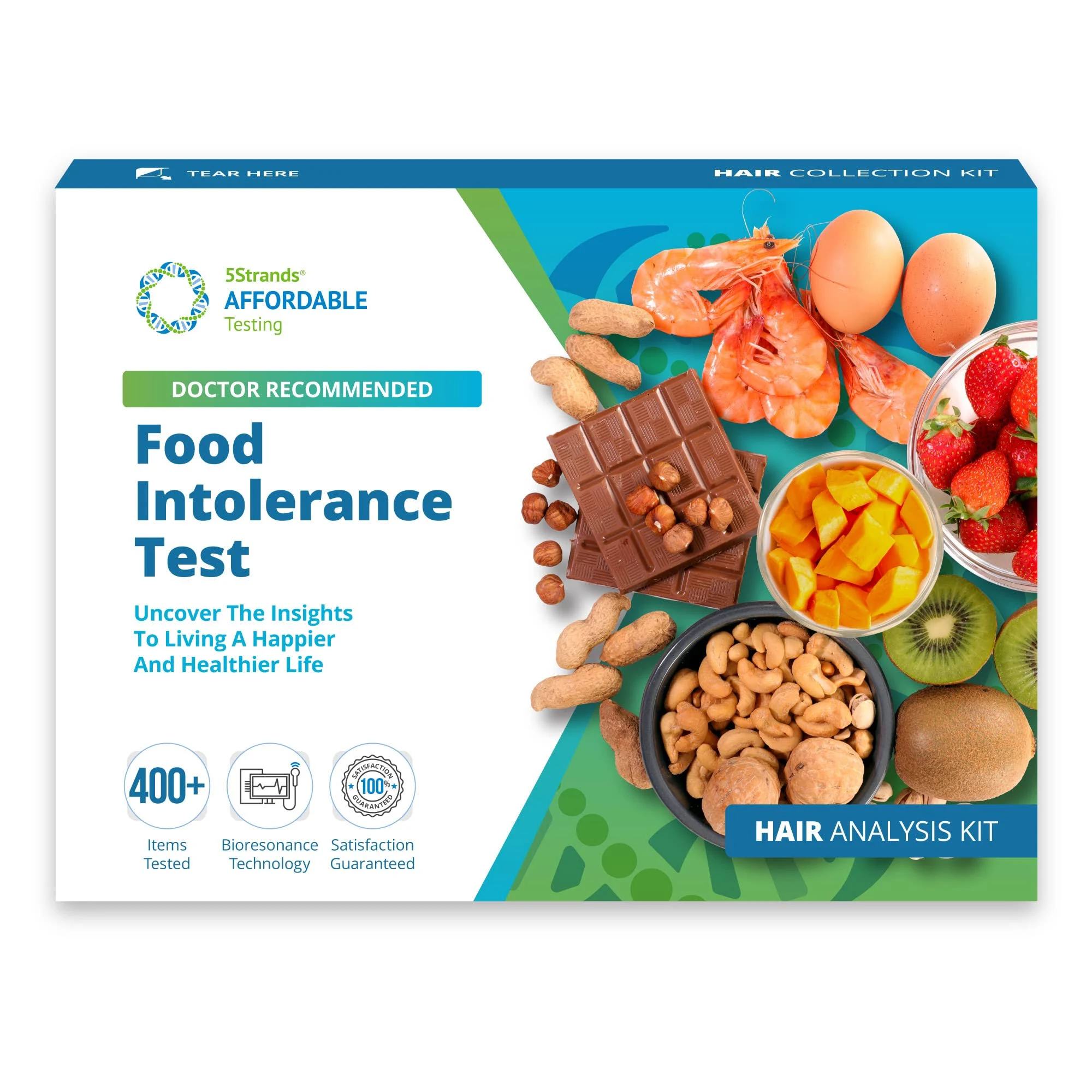 5Strands Food Intolerance Test, 400 Items Tested, Food Sensitivity at Home Test ...