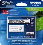 Brother P-Touch Brother P-Touch - TZe231 Label Tape, 1/2', Black On White