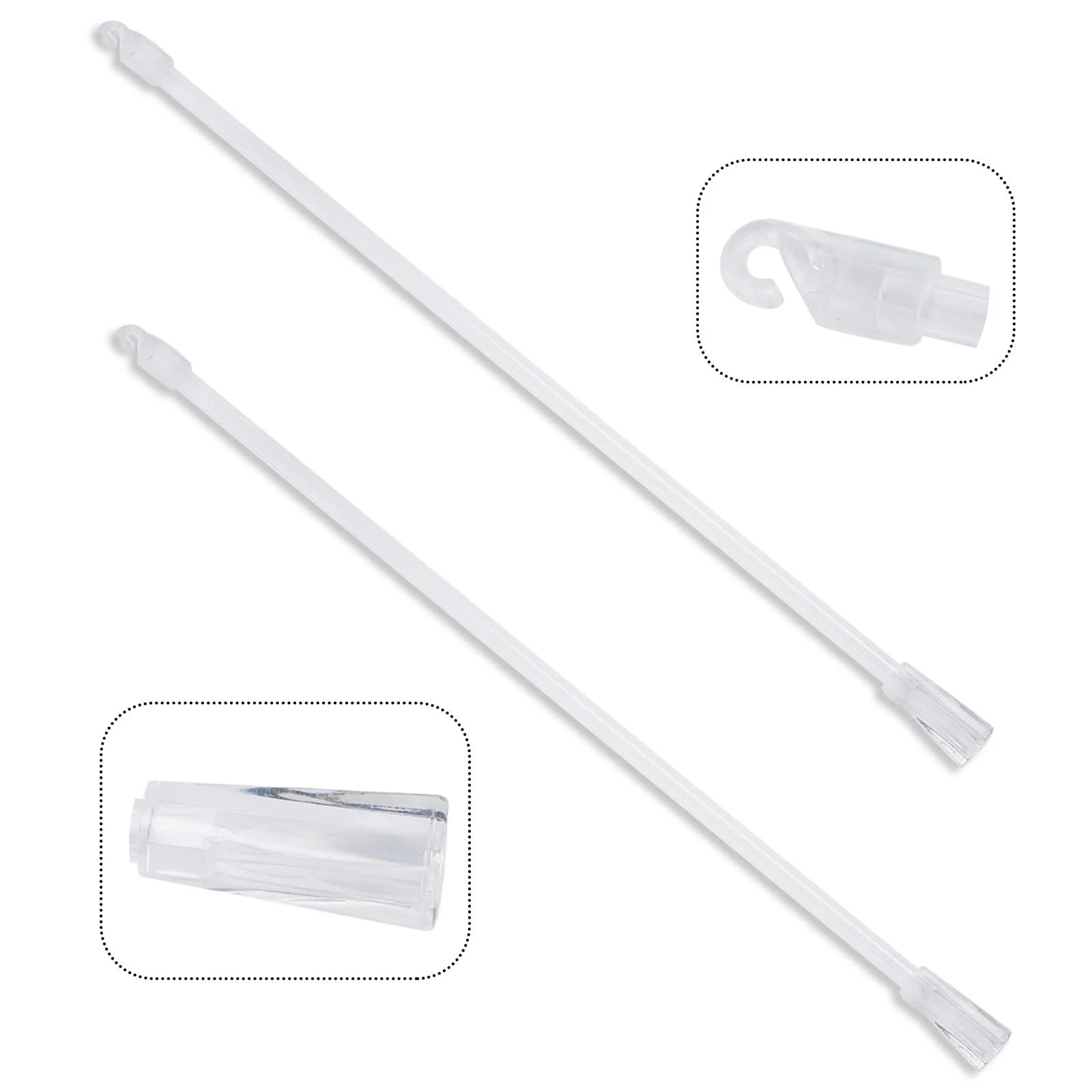 2 Pieces 12 Inches Long Blind Wand Vertical Blinds Replacement Parts, Clear Blind Rod with Hook and Grip, Plastic Blind Opener Long Window Blind Stick Tilt Rod