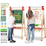 Joyooss Easel for Kids Easel, Wooden Easel Whiteboard &amp; Chalkboard Easel, Fol...