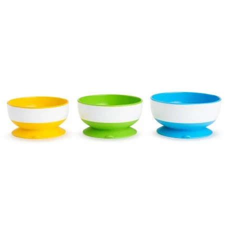 Munchkin Stay-Put Suction Bowls, 6+ Months - 3 bowls