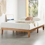 Mellow Naturalista Classic 12 Inch Solid Wood Platform Bed with Wooden Slats