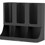 Mind Reader Flume Six-Section Upright Coffee Condiment/Cup Organizer, Black, 11.5