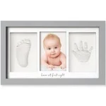 KeaBabies Baby Handprint & Footprint Keepsake Duo Frame Cloud Gray